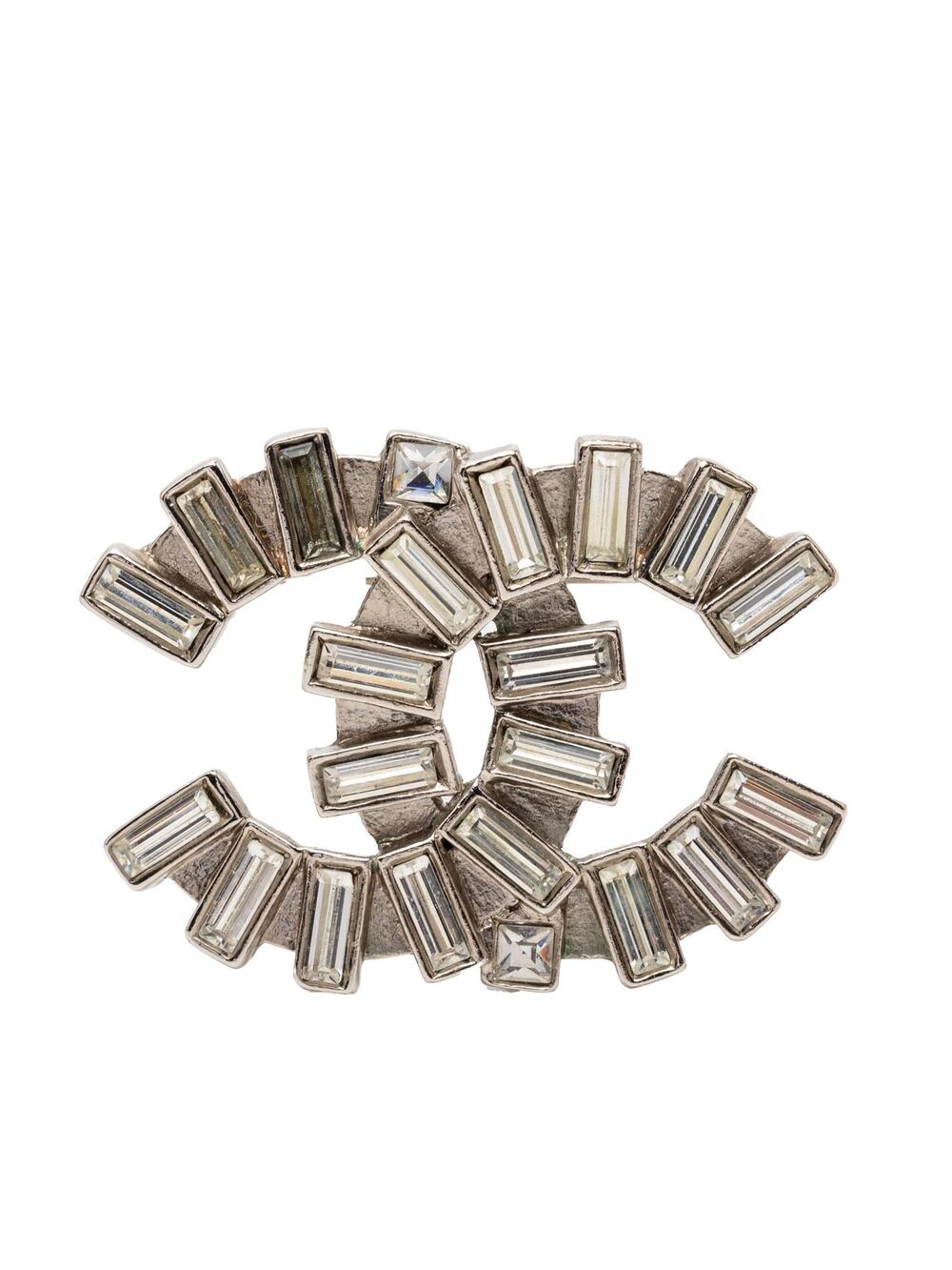 Chanel Cc Brass Strass Baguette Brooch #272438C64B